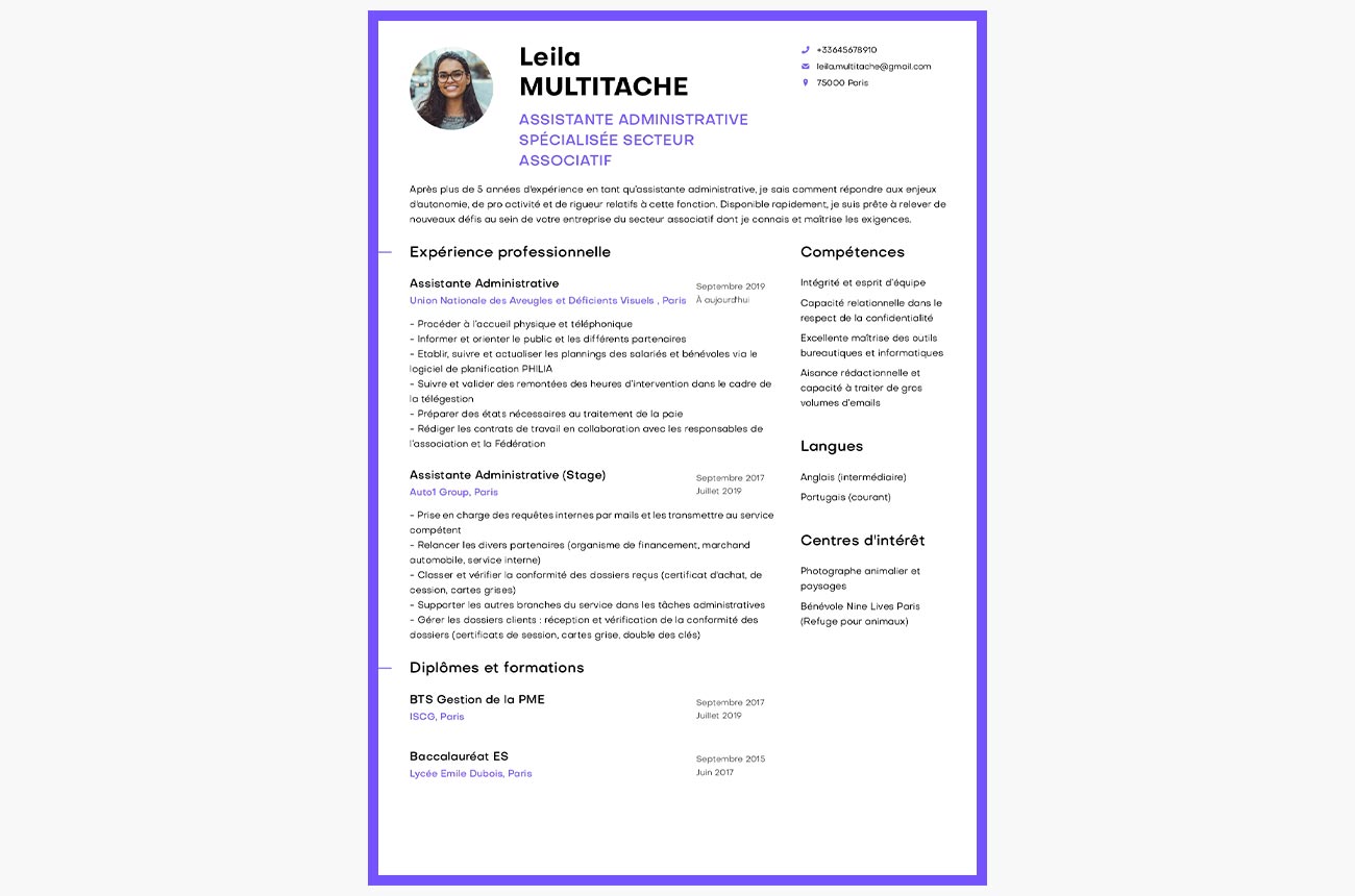 cv assistant administratif